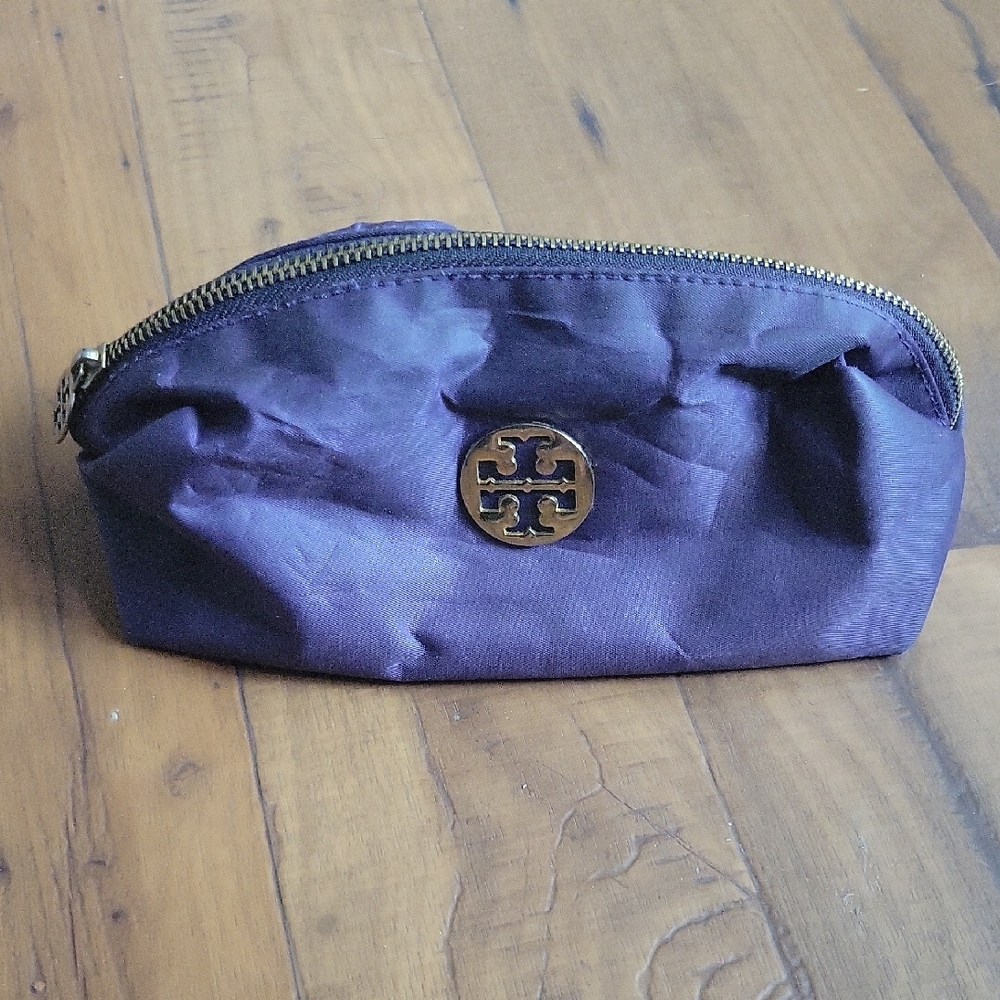 Tory Burch Small Purple Nylon Cosmetic Pouch Bag